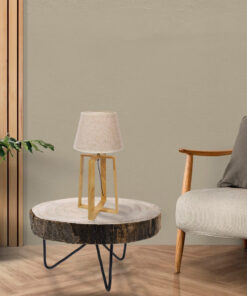 GloboStar® SQUID 01265 Μοντέρνο Επιτραπέζιο Φωτιστικό Πορτατίφ Μονόφωτο 1 x E27 IP20 Μπεζ Ξύλο με Μπεζ Ύφασμα - Μ30 x Π30 x Υ63cm 27 post 132