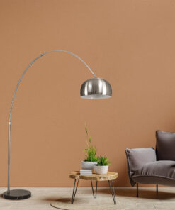 GLOBOSTAR® PRAGUE 00990 Μοντέρνο Επιδαπέδιο Φωτιστικό με Ντουί 1 x E27 AC 220-240V IP20 - Νίκελ Βούρτσας - Μ210 x Π45 x Υ220cm 35 post 135