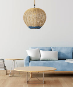 GLOBOSTAR® SIMON 00727 Boho Κρεμαστό Φωτιστικό Οροφής με Ντουί 1 x E27 AC 220-240V IP20 - Μπεζ & Μπλε - Μ50 x Π50 x Y47cm 19 post 139