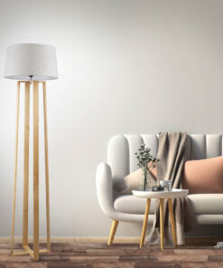 GloboStar® TOWER 01264 Μοντέρνο Επιδαπέδιο Φωτιστικό Μονόφωτο 1 x E27 IP20 Μπεζ Ξύλο με Λευκό Ύφασμα - Μ40 x Π40 x Υ166cm 19 post 14