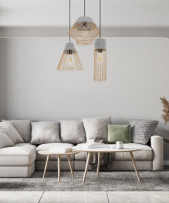 GLOBOSTAR® DURANT 01323 Μοντέρνο Κρεμαστό Φωτιστικό Οροφής με Ντουί 1 x E27 AC 220-240V IP20 - Γκρι & Χρυσό - Μ25 x Π25 x Υ31cm 23 post 191