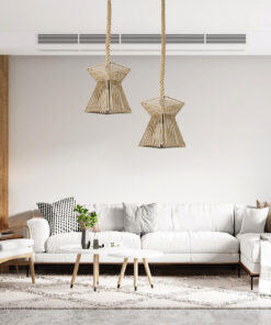 GLOBOSTAR® ROUGE 01611 Boho Κρεμαστό Φωτιστικό Οροφής με Ντουί 1 x E27 AC 220-240V IP20 - Μπεζ - Μ21 x Π21 x Y27cm 23 post 196