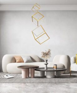 GLOBOSTAR® KIBOO-TRIO 60932 Μοντέρνο Κρεμαστό Φωτιστικό Οροφής LED 90W 10350lm 360° AC 220-240V IP20 Ρυθμιζόμενο Λευκό CCT με Χειριστήριο από 2700K έως 6000K Dimmable - Lumileds SMD Chip - Χρυσό - Μ60 x Π60 x Υ80cm - 3 Χρόνια Εγγύηση 24 post 216