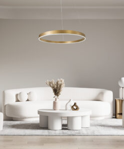 GLOBOSTAR® VENOM 61184 Μοντέρνο Κρεμαστό Φωτιστικό Οροφής LED 75W 8818lm 120° AC 220-240V IP20 Ρυθμιζόμενο Λευκό CCT με Χειριστήριο από 2700K έως 6000K Dimmable - Lumileds SMD Chip - Χρυσό Βούρτσας - Μ100 x Π100 x Υ6.5cm - 3 Χρόνια Εγγύηση 24 post 226