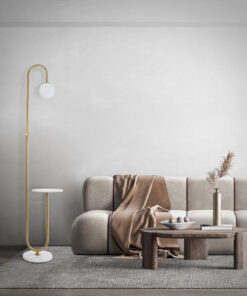 GloboStar® CORDELIA 02025 Μοντέρνο Επιδαπέδιο Φωτιστικό Μονόφωτο 1 x E27 IP20 Χρυσό Μέταλλο, Λευκό Γυαλί με Λευκό Μάρμαρο - Μ30 x Π38 x Υ180cm 21 post 232