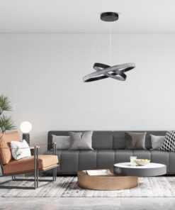 GLOBOSTAR® DIAMOND DUO 61150-DECO Μοντέρνο Κρεμαστό Φωτιστικό Οροφής LED 75W 8743lm 360° AC 220-240V IP20 Ρυθμιζόμενο Λευκό CCT με Χειριστήριο από 2700K έως 6000K Dimmable - Lumileds SMD Chip - Μαύρο - Μ60 x Π60 x Υ40cm - 3 Χρόνια Εγγύηση 28 post 241