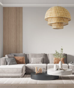 GLOBOSTAR® HIROKA 01836 Boho Κρεμαστό Φωτιστικό Οροφής με Ντουί 1 x E27 AC 220-240V IP20 - Μπεζ - Μ60 x Π60 x Υ50cm 21 post 276