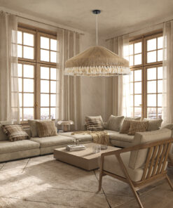 GLOBOSTAR® PUERTORICO 02099 Boho Κρεμαστό Φωτιστικό Οροφής με Ντουί 3 x E27 AC 220-240V IP20 - Μπεζ & Λευκό - Μ80 x Π80 x Υ35cm 21 post 279