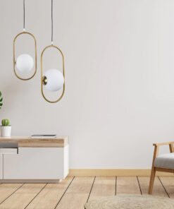 GLOBOSTAR® HAMBURG 00592 Μοντέρνο Κρεμαστό Φωτιστικό Οροφής με Ντουί 1 x E14 AC 220-240V IP20 - Χρυσό & Λευκό - Μ25 x Π20 x Υ50cm 27 post 27 1