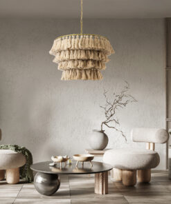 GLOBOSTAR® MISSOULA 02088 Boho Κρεμαστό Φωτιστικό Οροφής με Ντουί 1 x E27 AC 220-240V IP20 - Μπεζ & Χρυσό - Μ60 x Π60 x Υ40cm 21 post 293