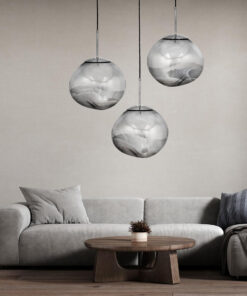 GLOBOSTAR® DIXAR 01464 Μοντέρνο Κρεμαστό Φωτιστικό Οροφής με Ντουί 1 x E27 AC 220-240V IP20 - Γκρι & Ασημί - Μ36 x Π36 x Υ45cm 15 post 30