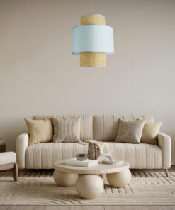 GLOBOSTAR® SAIGE 02045 Boho Κρεμαστό Φωτιστικό Οροφής με Ντουί 1 x E27 AC 220-240V IP20 - Γαλάζιο & Μπεζ - Μ50 x Π50 x Υ60cm 21 post 320