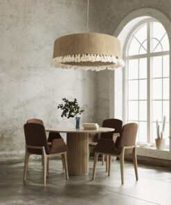 GLOBOSTAR® PUERTORICO 02095 Boho Κρεμαστό Φωτιστικό Οροφής με Ντουί 3 x E27 AC 220-240V IP20 - Μπεζ & Λευκό - Μ80 x Π80 x Υ27cm 21 post 321