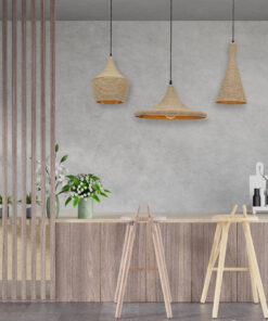 GLOBOSTAR® SHANGHAI ROPE 00875 Μοντέρνό Κρεμαστό Φωτιστικό Οροφής με Ντουί 3 x E27 AC 220-240V IP20 - Μπεζ & Χρυσό - Μ81 x Π81 x Υ39cm - Σετ 3 Τεμαχίων 13 post 40