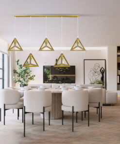 GLOBOSTAR® TRIANGLE 00610 Μοντέρνο Κρεμαστό Φωτιστικό Οροφής με Ντουί 5 x E27 AC 220-240V IP20 - Χρυσό - Μ170 x Π22 x Y130cm 23 post 73
