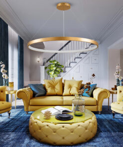 GLOBOSTAR® NEMESIS 61166 Μοντέρνο Κρεμαστό Φωτιστικό Οροφής LED 75W 8743lm 360° AC 220-240V IP20 Ρυθμιζόμενο Λευκό CCT με Χειριστήριο από 2700K έως 6000K Dimmable - Lumileds SMD Chip - Χρυσό Βούρτσας - Μ100 x Π100 x Υ4cm - 3 Χρόνια Εγγύηση 24 post 80