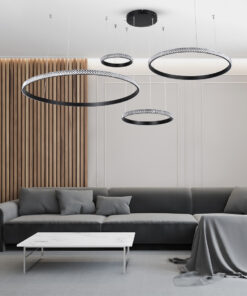 GLOBOSTAR® DIAMOND TETRA 61148 Μοντέρνο Κρεμαστό Φωτιστικό Οροφής LED 150W 18379lm 360° AC 220-240V IP20 Ρυθμιζόμενο Λευκό CCT με Χειριστήριο από 2700K έως 6000K Dimmable - Lumileds SMD Chip - Μαύρο - Μ150 x Π150 x Υ120cm - 3 Χρόνια Εγγύηση 22 post 93