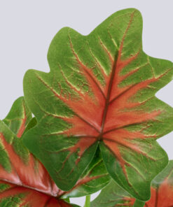 GloboStar® GloboStar® CALADIUM S-78271 Τεχνητό Φυτό Καλάδιο - Μπουκέτο Διακοσμητικών Φυτών - Κλαδιών με Φύλλωμα Πράσινο - Κόκκινο - Κίτρινο Υ28cm