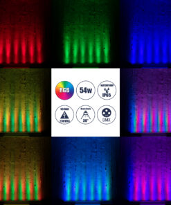 GloboStar® WASHER-DAIA S-90995 Μπάρα Φωτισμού Wall Washer LED 54W 5400lm 30° AC 230V Αδιάβροχο IP65 Μ100 x Π7.5 x Υ7cm Πολύχρωμο RGB DMX512 Display on Body - Ασημί 23 s 90995 12